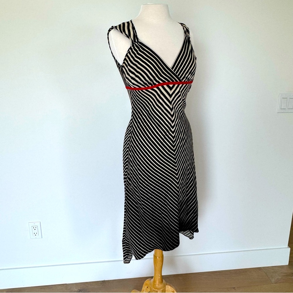 Armani Exchange Handkerchief Bottom Striped Midi Dress SIZE 6 it runs small!